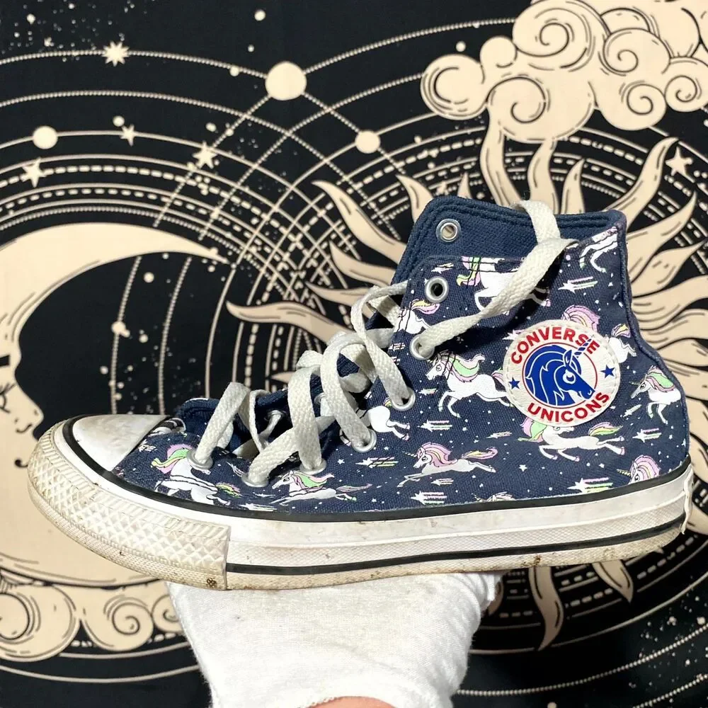 Converse Chuck Taylor All Star 669816F Athletic Sneaker Girls Blue Unicorn Print